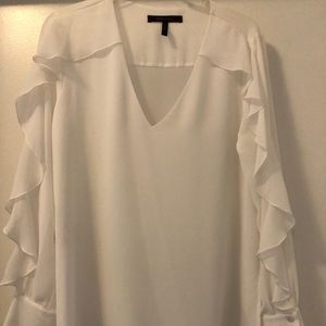 Women’s white V neck ruffle sleeve Blouse